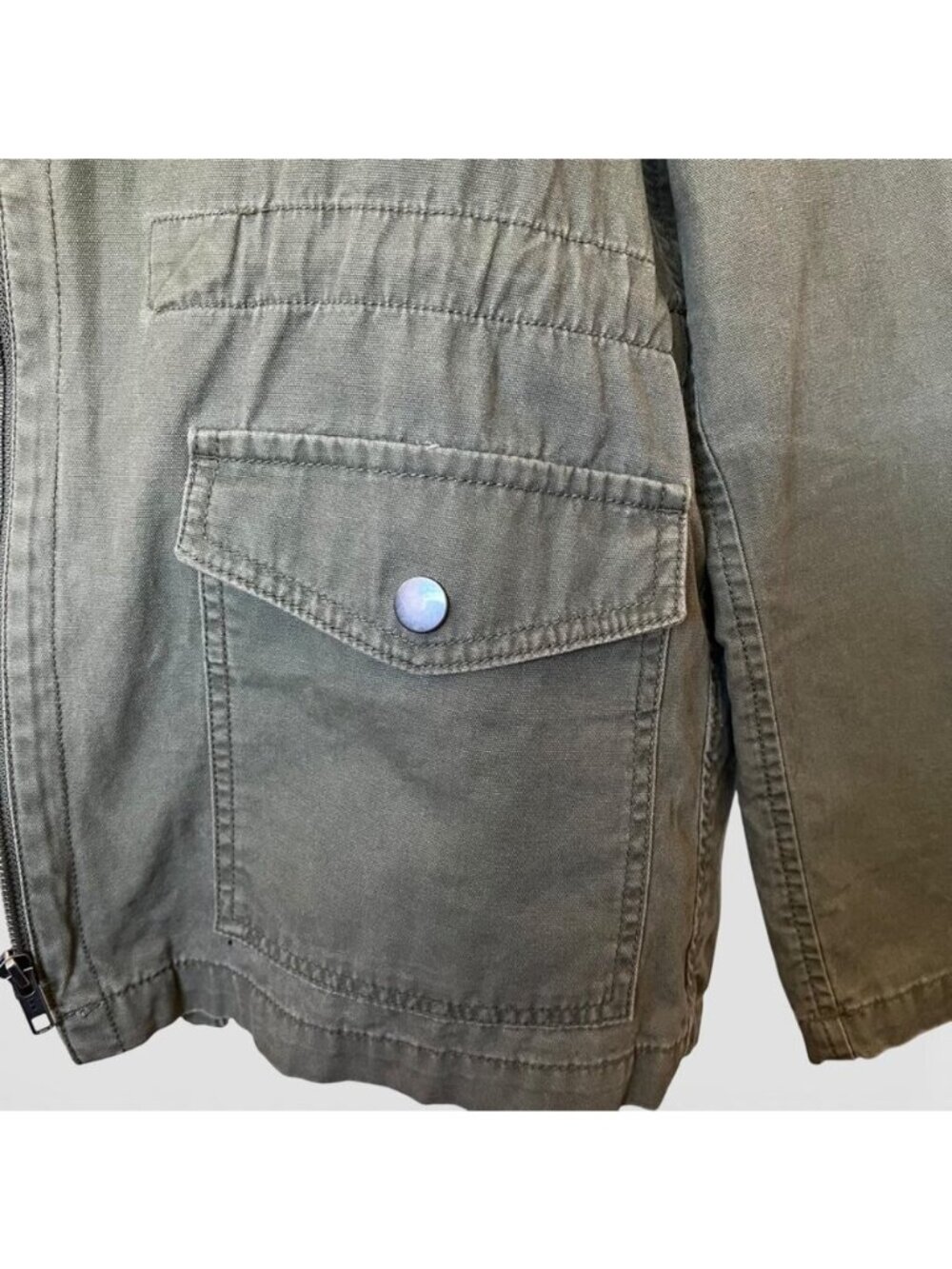 Y2K BP Olive Utility Jacket Boho Soft Grunge Military Edgy Layering Sz S - Picture 5 of 11
